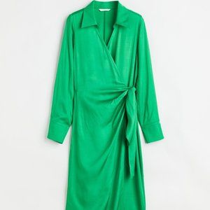 Gorgeous satin wrap dress - perfect for holiday parties!